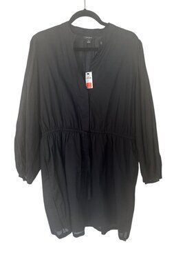 Banana Republic Black 100% cotton mini shirt dress